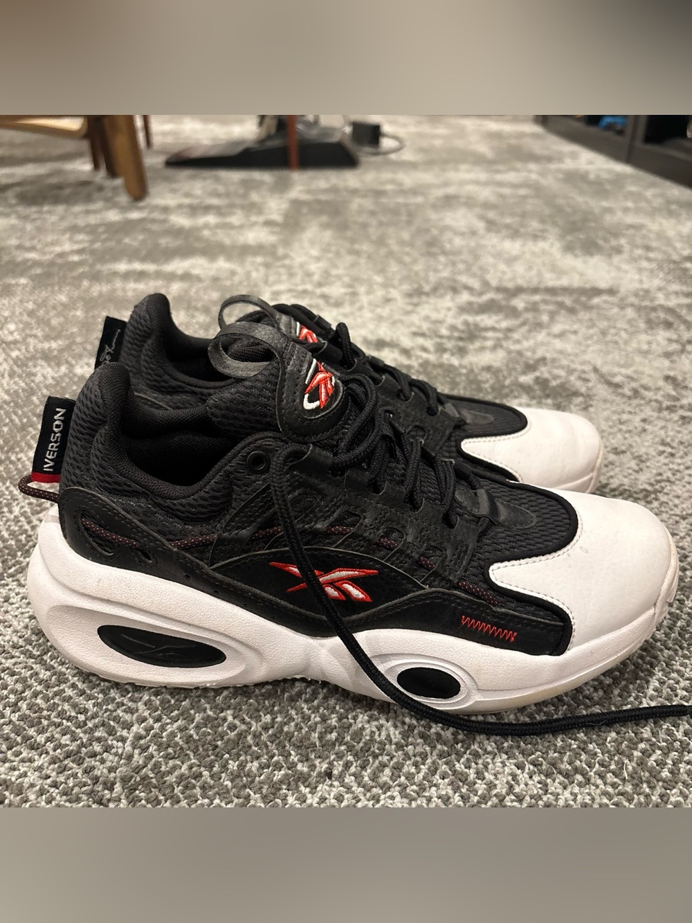 Reebok Solution Mid Black White Vector Red Shoes Mens U.S. 5